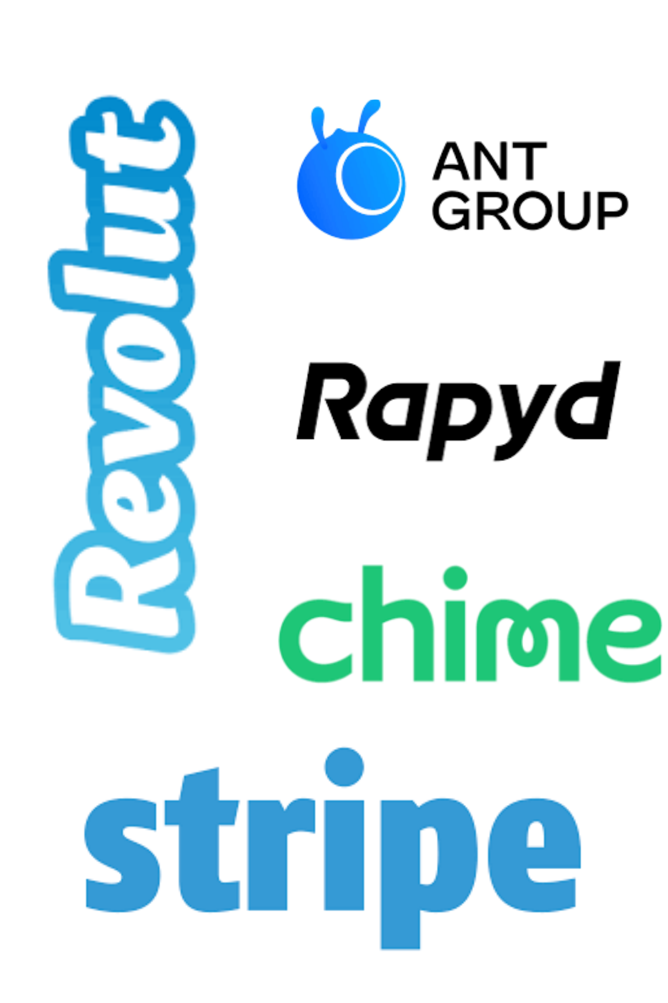 The collage represents logos of top fintech entities