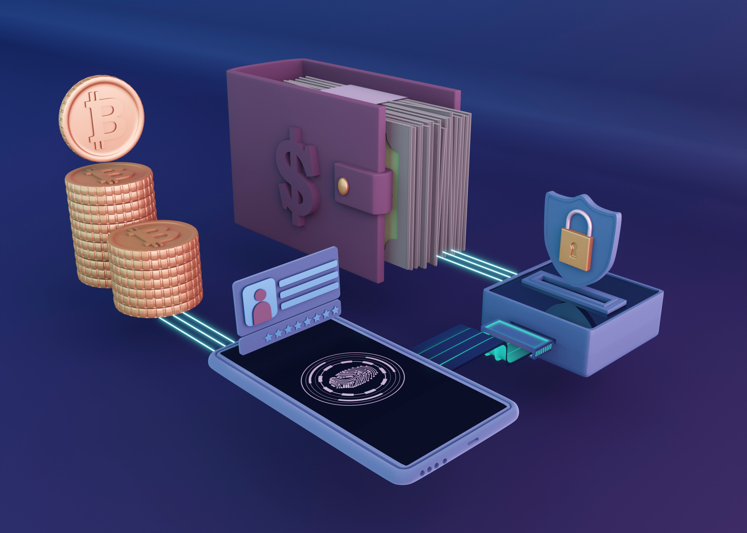The image depicts a variety of services online banks provide