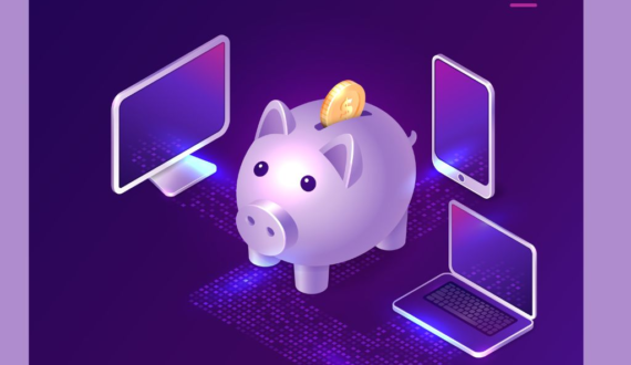 The image  depics a piggy bank symbolizing expense management