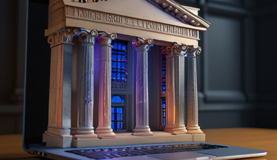 The image represents an abstract concept of banking online.