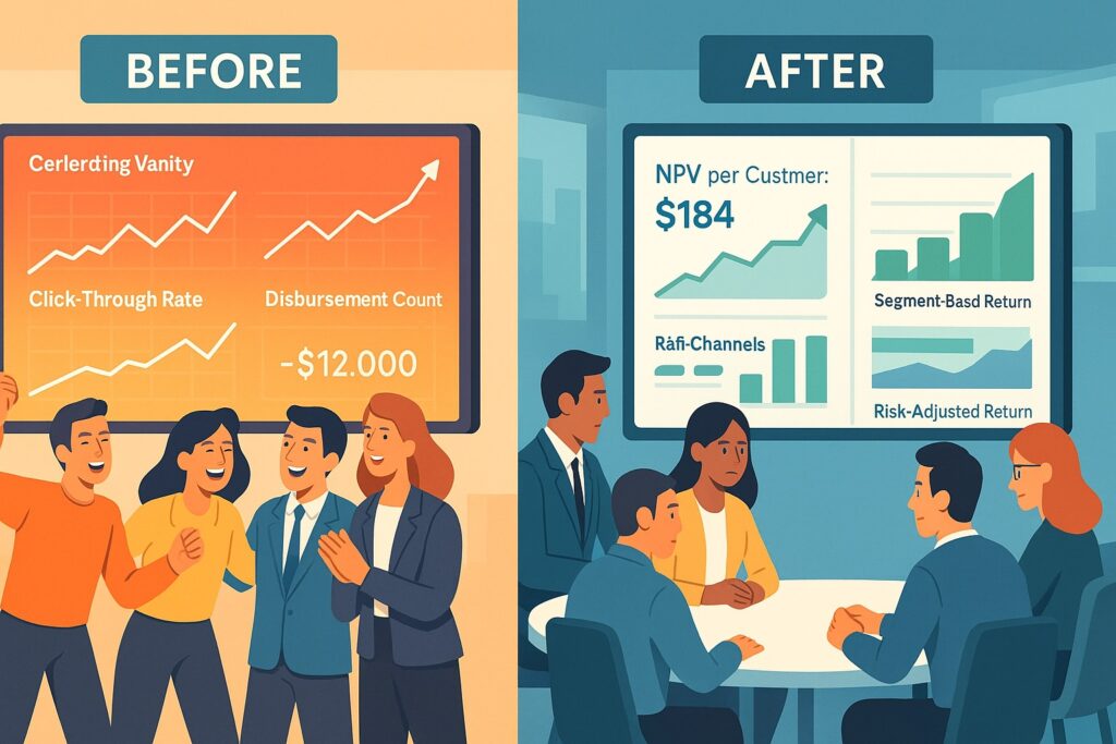 Net Present Value Modelling: From Vanity Metrics to Real Profitability Performance marketing before and after NPV modelling adoption