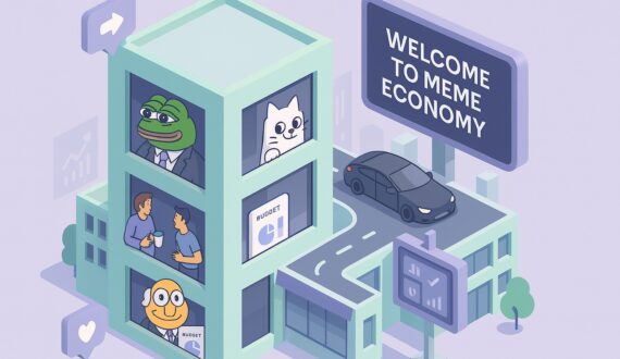 fintech meme marketing office illustration
